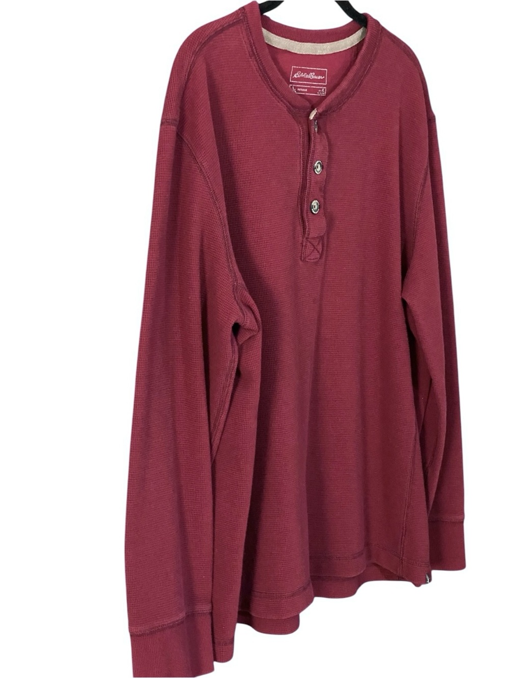 Eddie Bauer Mens Henley Shirt XL Thermal Waffle Knit Long Sleeve Hiking Outdoor - Picture 4 of 9